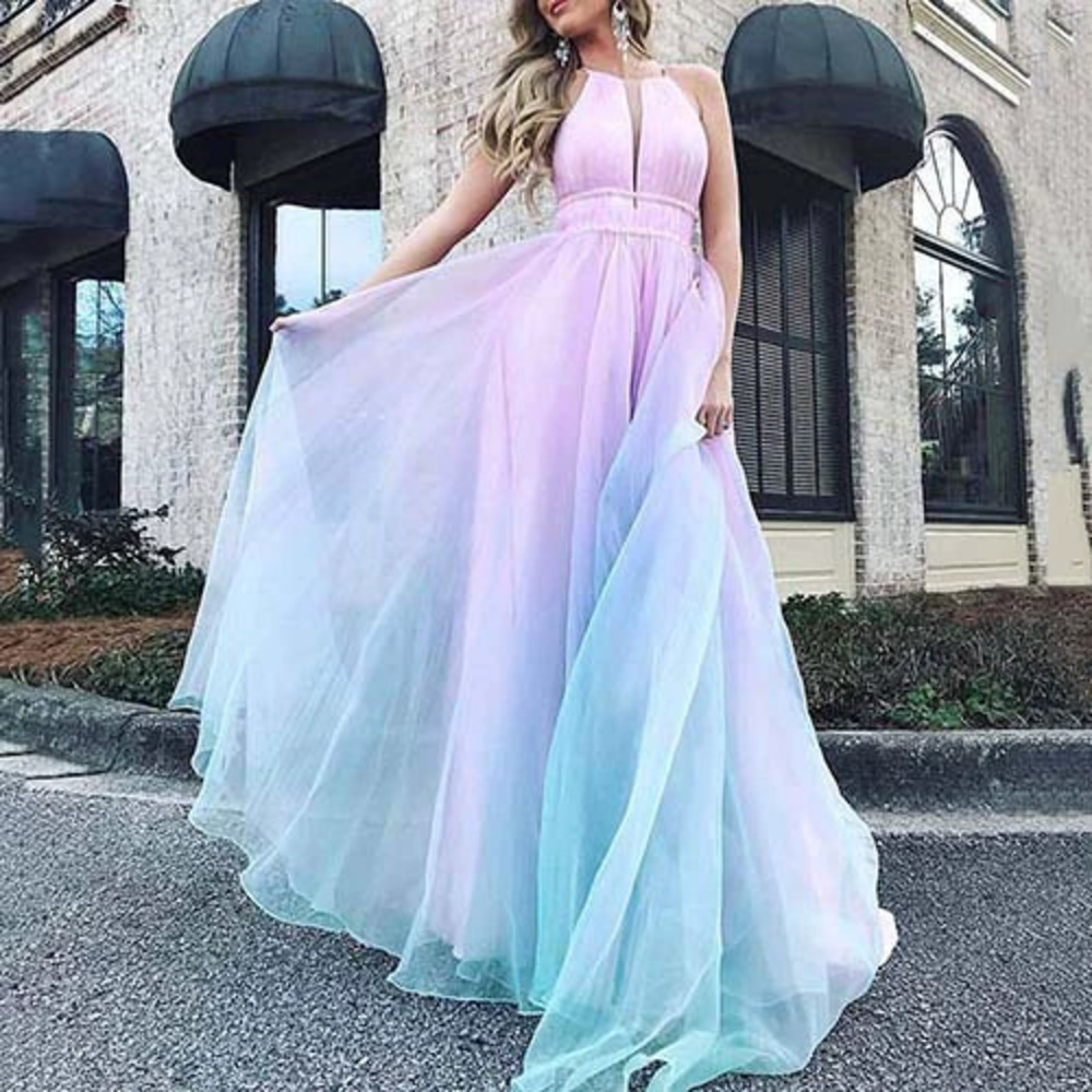 ZARA Sexy Floral Print Deep V Neck Long Evening Dress